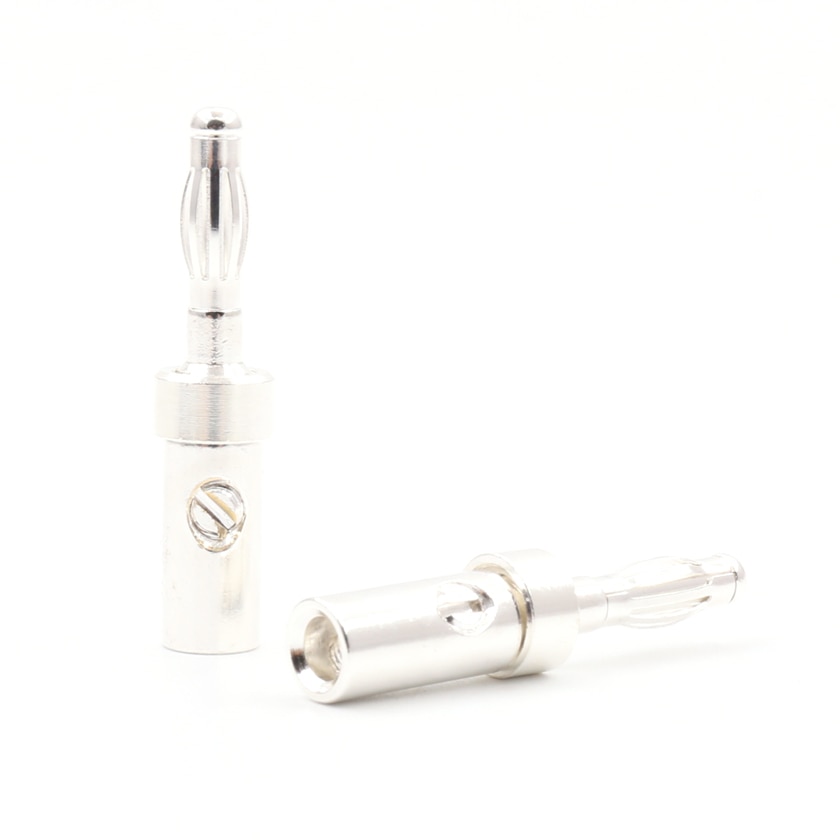 Viborg Banana Plugs - 4 pcs - Silver-Plated - Audio Speaker Cable Adapter