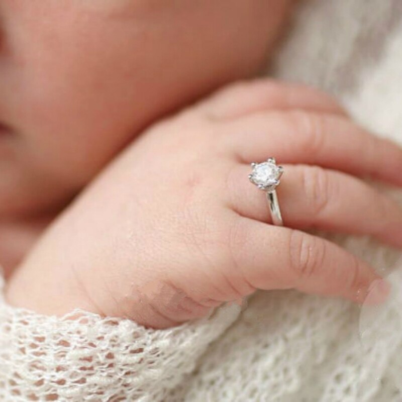 Accesorios de fotografía recién nacido, anillo de diamante de imitación, accesorios de apoyo para sesión de fotos de bebé, joyería