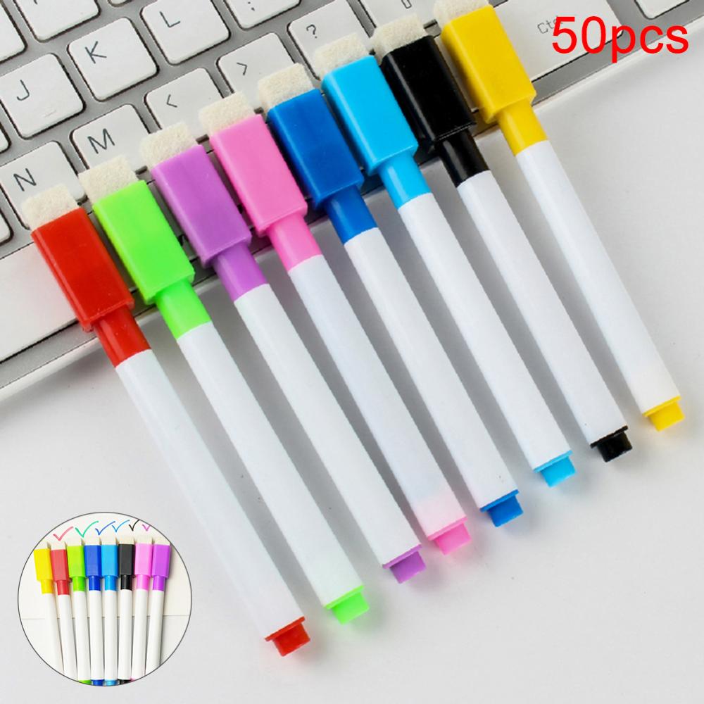 50Pcs Erasable Dry Whiteboard Markers Drawing Pens School Office Stationery