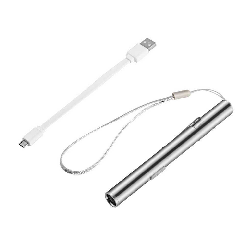 Handy Pen Light Usb Oplaadbare Mini Verpleging Zaklamp Led Zaklamp + Rvs Clip &amp; Professionele