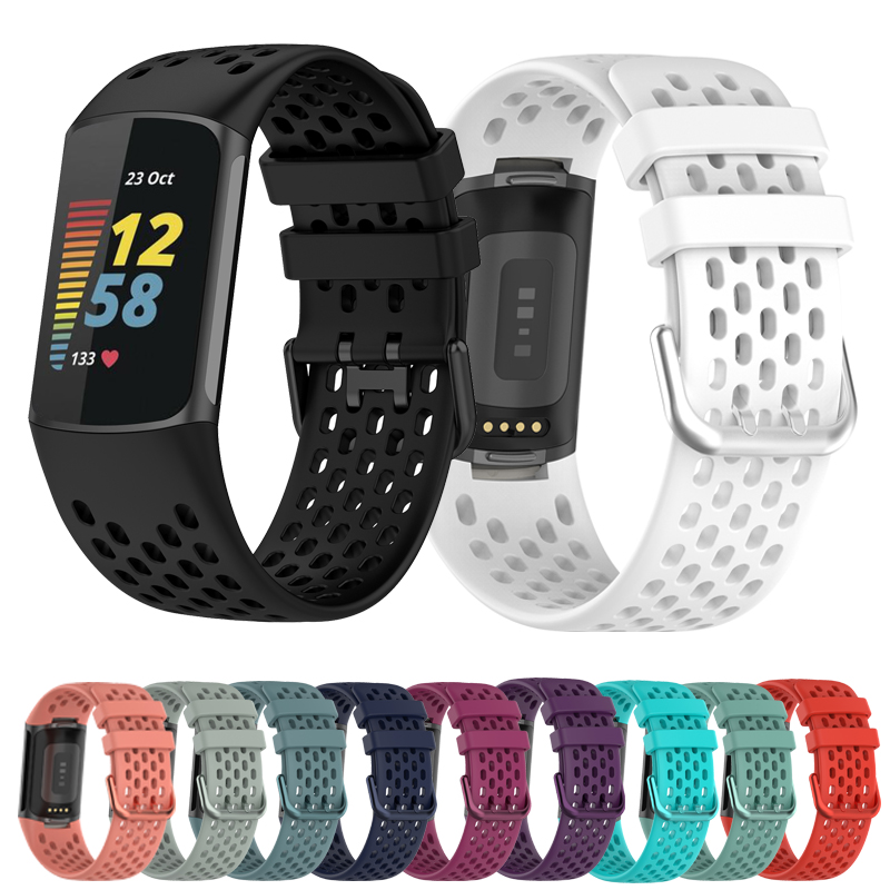 Andningsbart gummiband för fitbit charge 5 correa sport ersättningssilikonarmband för fitbit charge 6 klockarmband