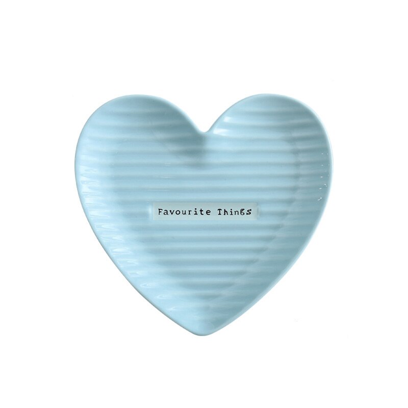 Nórdicos corazón en forma de placa bocadillo pastel para el desayuno plato de postre de la joyería de almacenamiento de placa de cerámica cubiertos lindo vajilla: blue / M