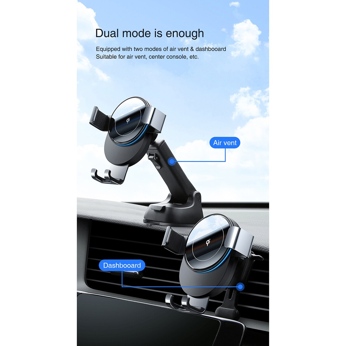 15W Qi Draadloze Oplader Auto Telefoon Houder Air Vent / Dashboard Snelle Oplader Mobiele Telefoon Houder Oplader Type-C Zwaartekracht Beugel