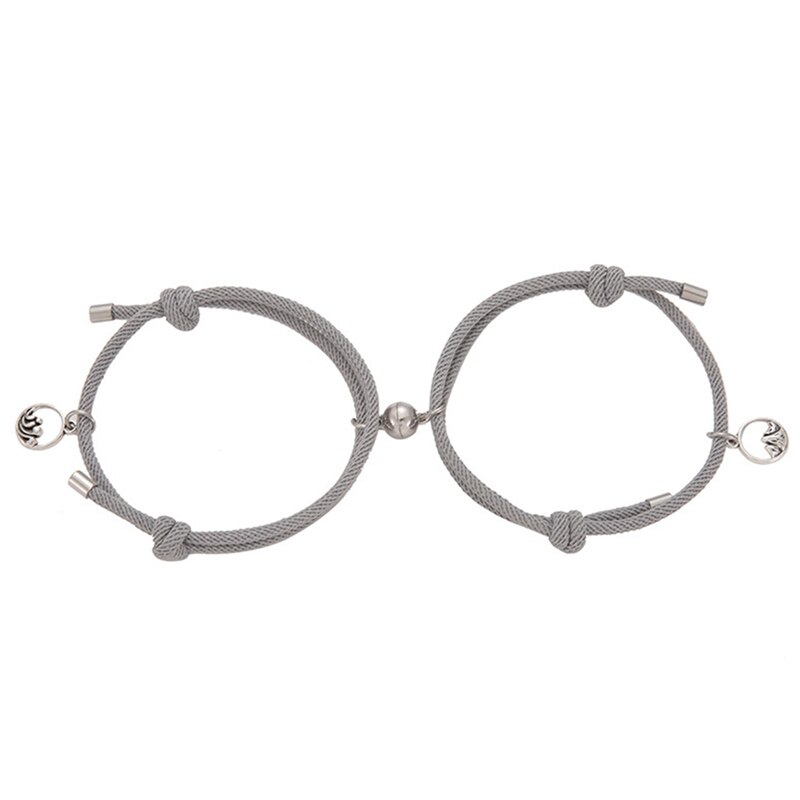 Couple Bracelets Magnet Attract bangle bracelet Women Men Rope Weaving Attract Adjustable Alloy Eachother Couple Bracelet: GY