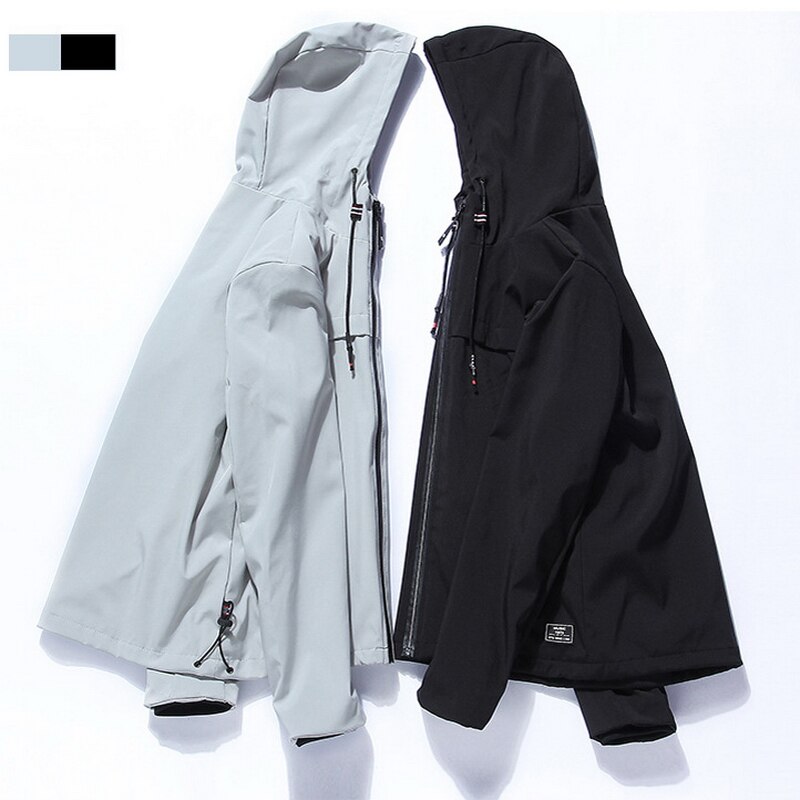 Lente Herfst Outdoor Dunne Wandelen Jas Heren Hooded Effen Kleur Windjack Jas Winddicht Waterpoof Grote Maat Jas Mannen