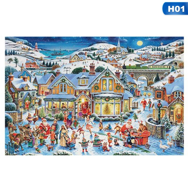 1000 Stks/set Kinderen Papier Puzzel Puzzel Voor Volwassenen Kids Puzzel Game Educatief Speelgoed Vrolijk Kerst Cadeaus: 1