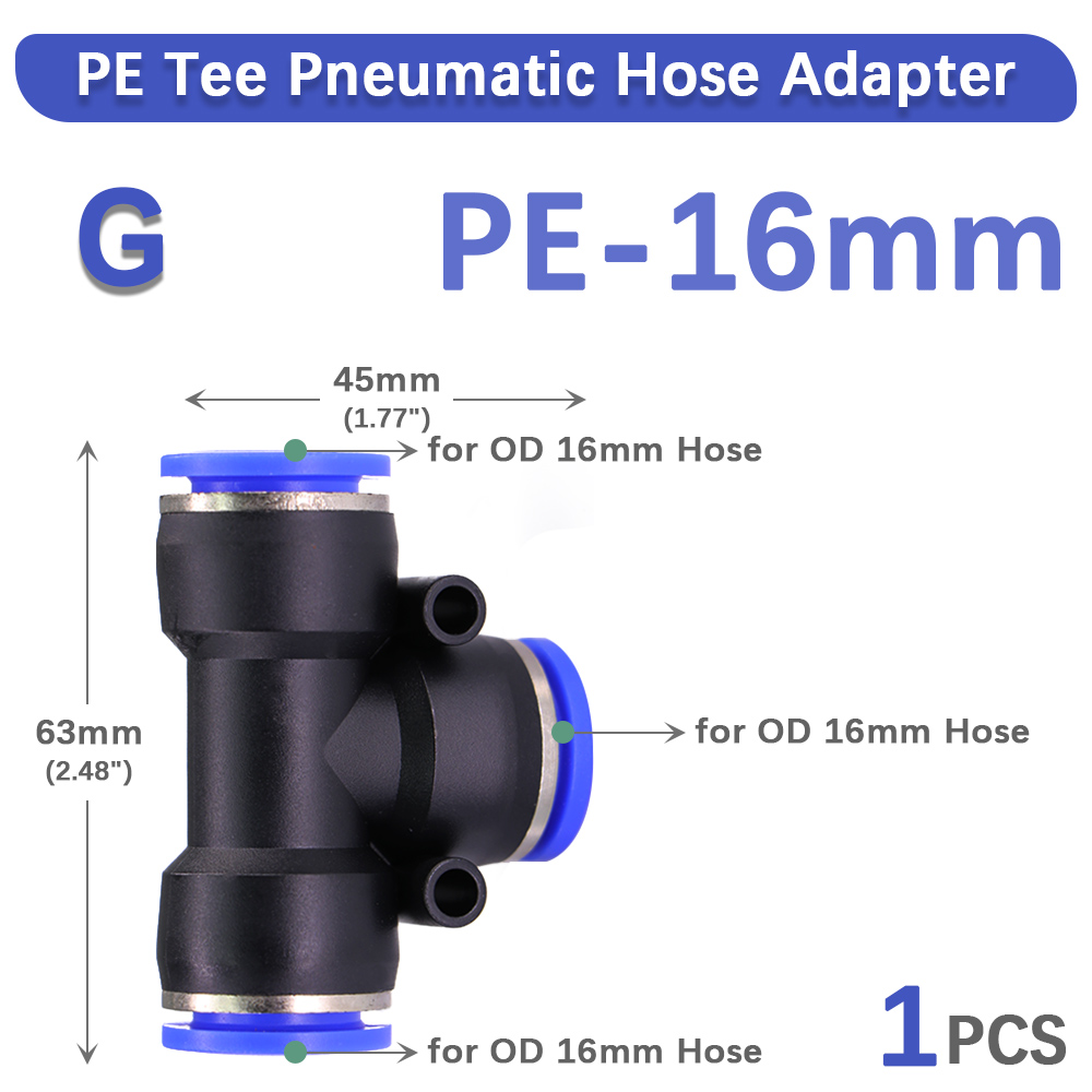 4-16mm T-Schlauch Adapter Unterhose sperren Schnelleinsatz-Entriegelung anschluss Wasser drücken-in-Rohr Pneumatik rohr verschraubung für Garten bewässerung: Blau
