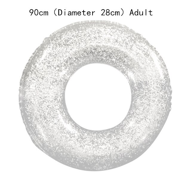Swimming Sequin Float Inflatable Swimming Pools Cystal Shiny Swim Ring Multi-size Adult Pool Tube Circle for Swimming Pool Toys: 90 silver