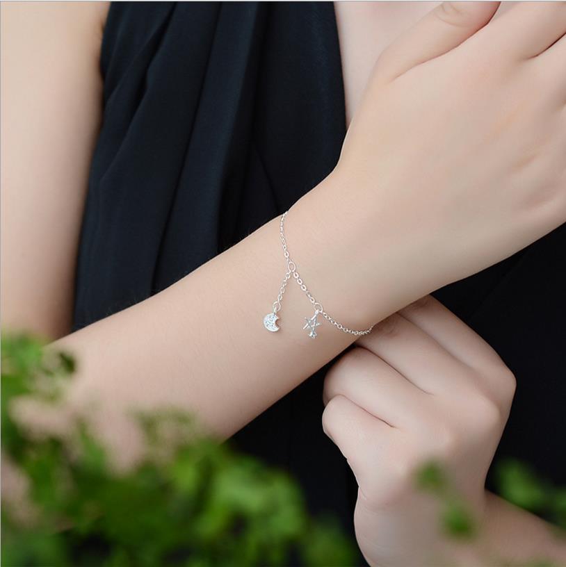 Trendy Star Moon Women Bracelet Jewelry Silver 925 Anklets For Girl Party Accessories Female Anklet With Zircon