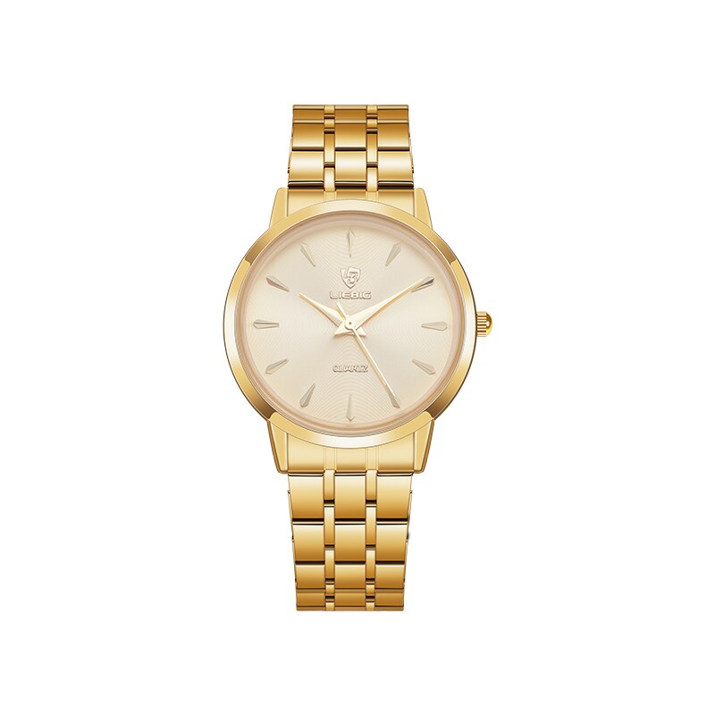 Liebig golden couple horloges roestvrij staal dames quartz waterdicht heren dames horloges polshorloges voor koppels kerst: Voor vrouwen