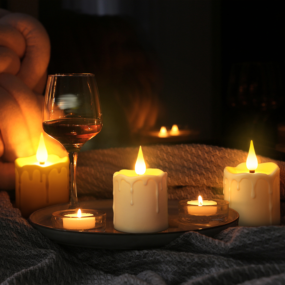 Candele LED ricaricabili FPOO con timer remoto, candela votiva impermeabile, decorazione domestica, San Valentino, luce da tè, 6 pezzi