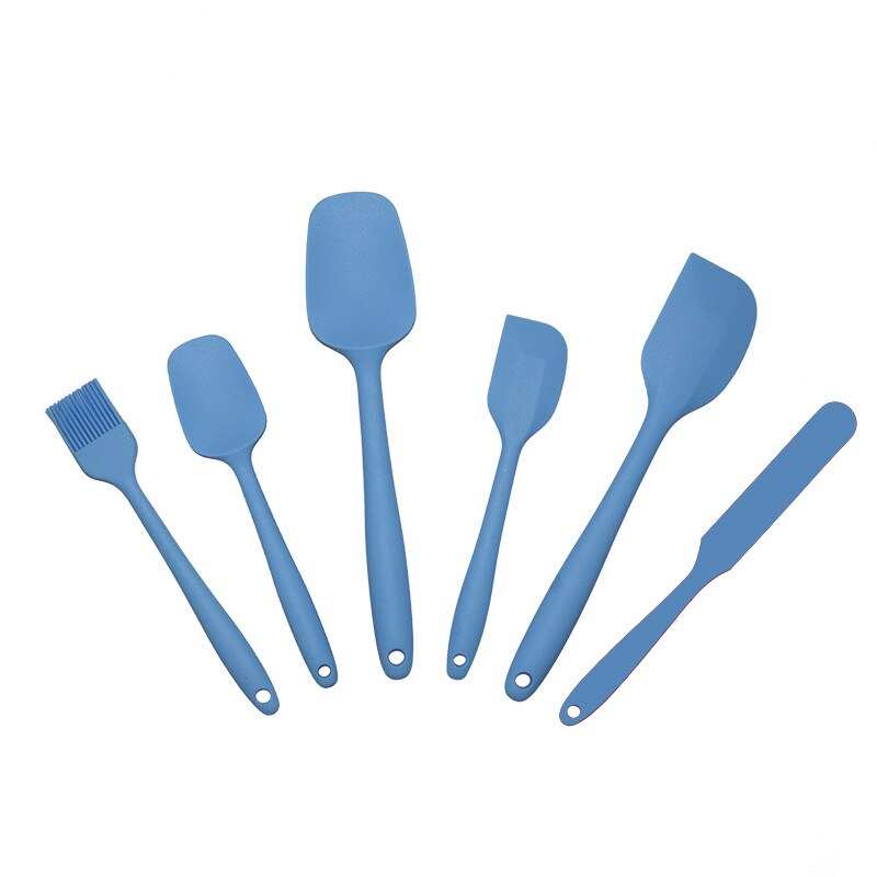 6PCS Kitchen Tools Silicone Kitchen Set Silicone Scraper Oil Brush Set Baking Utensils Color Box Kitchen Gadgets Cooking Tools: Sky Blue