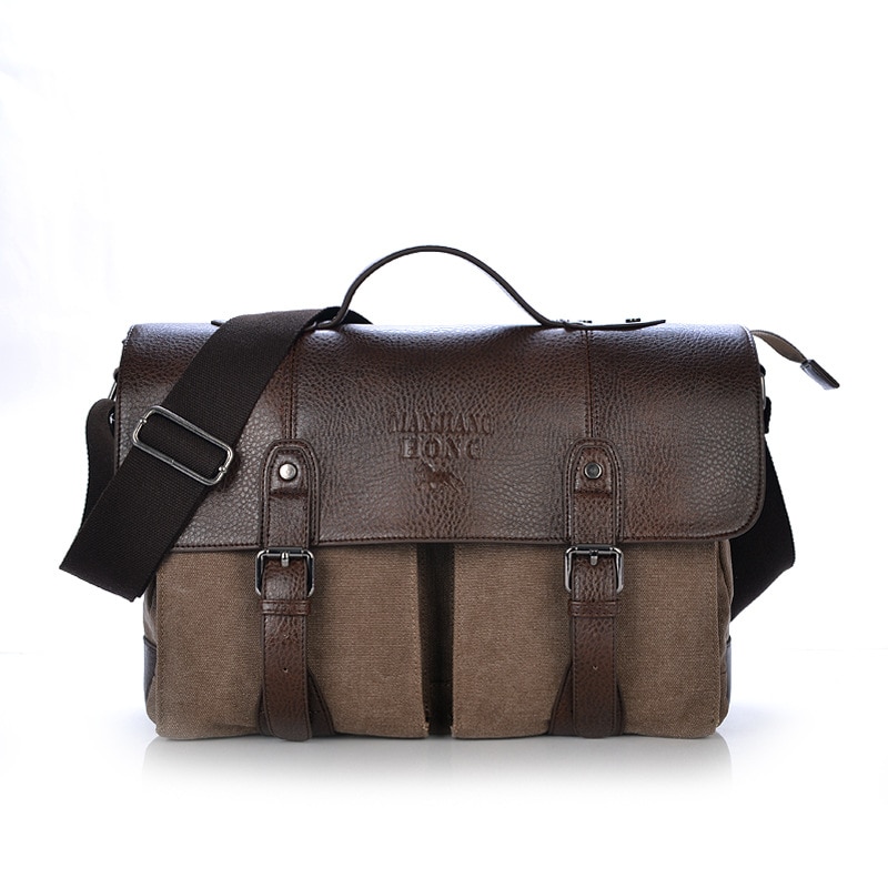 Vintage Men Canvas Handbags Men Shoulder Bags Male Big Capacity Messenger Bags: coffee