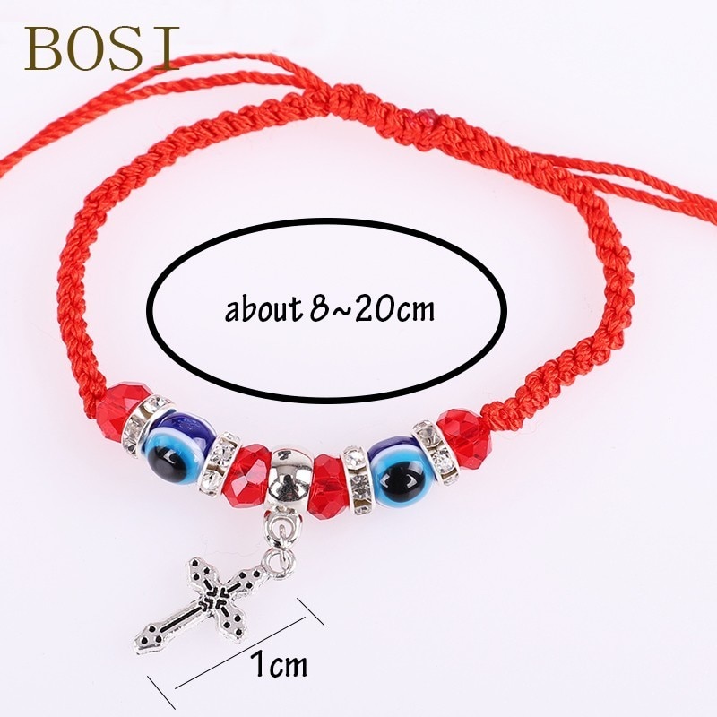 Kreuz Charme Armbänder Frauen freundlicher Glück verrotten Gewinde Schnur Bösen augen Armbinde Korn Armbinde Schmuck Einstellbar