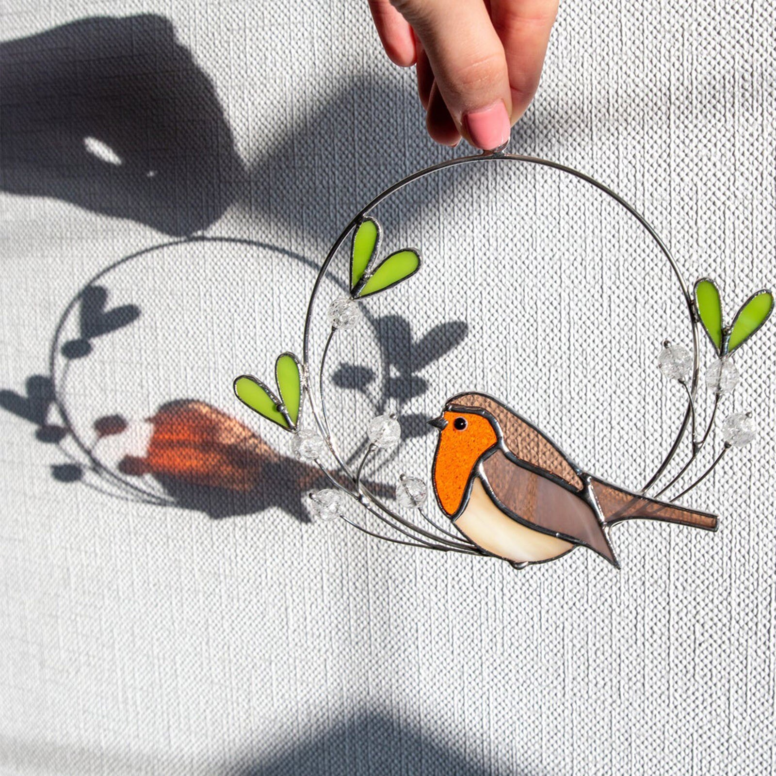 Stained Bird Glass Window Hangings Acrylic Wall Hanging Birds Wall Art Sculpture Hanging Window Decoration Suncatchers Garden