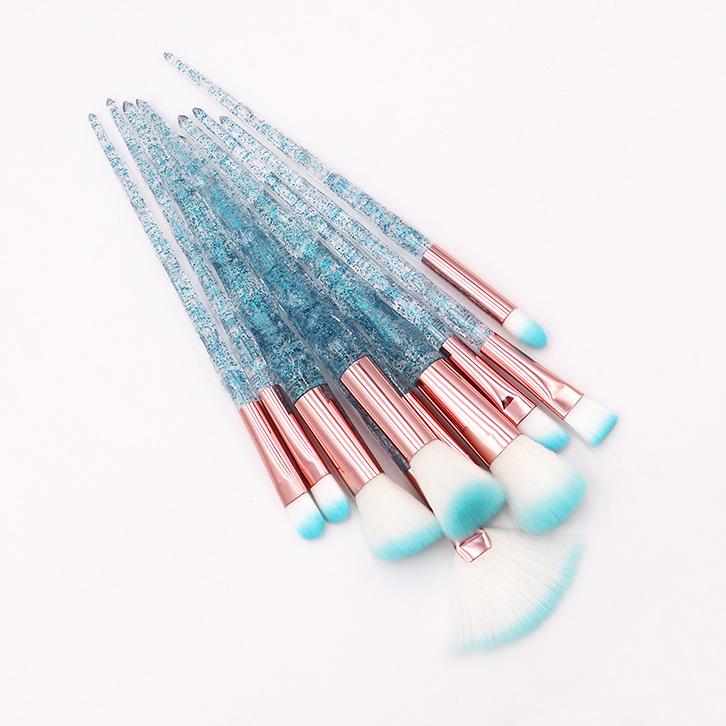 10pcs Diamond Makeup Brushes Set Crystal Brush Powder Blush Foundation Eyeshadow Brush Diamond Make up brush Kits maquiagem: Blue
