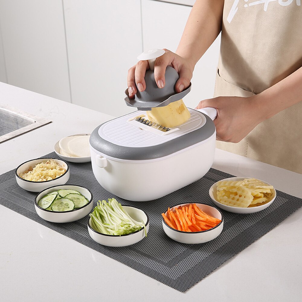 Multifunctionele groentesnijder gadget fruit aardappelschiller wortel kaasrasp groentesnijder afvoermand keukengereedschap
