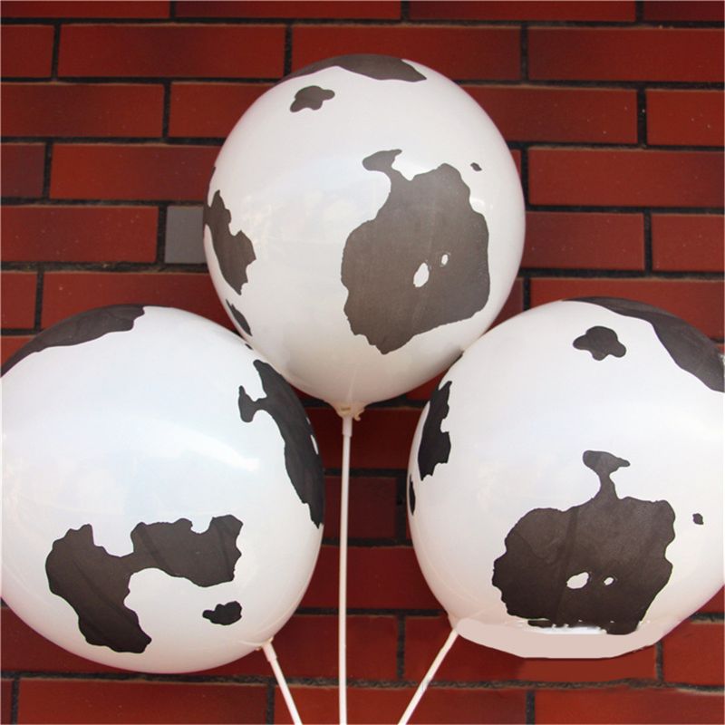 100Pcs 12’’ Funny Cow Print Latex Balloons Perfect for Children's Birthday Party Supplies Decoration L4MC