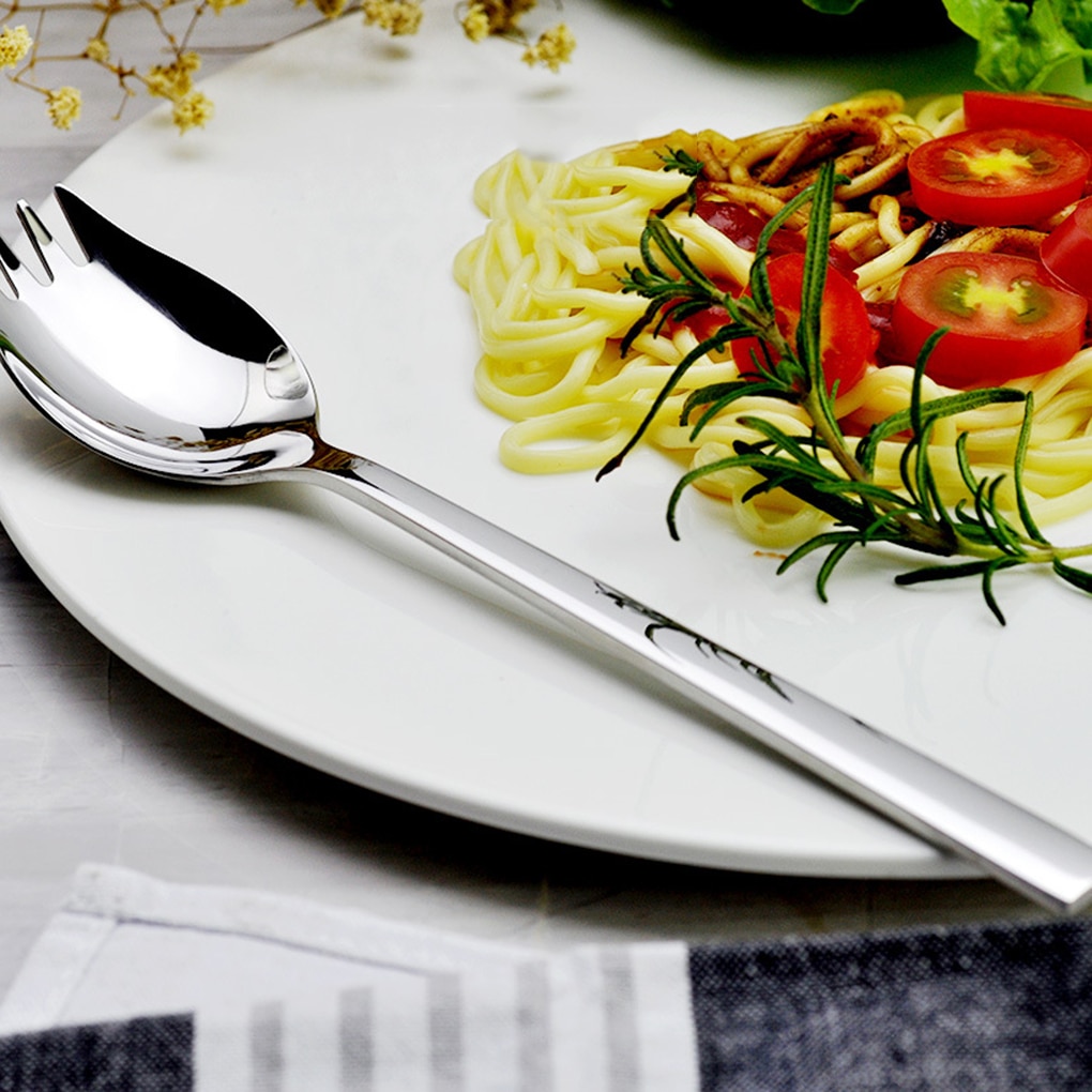 1PC Multi-Function Spoon Fork All In One Long Handle Stainless Steel Fruit Salad Spoon Tableware Home Eatting Tool Tableware