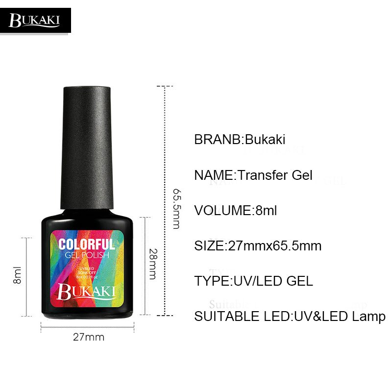 BUKAKI Nail Foils Glue Transfer Decoration DIY Nail Beauty Stickers Accessories Nail Art Manicure Gel Lak Polishes
