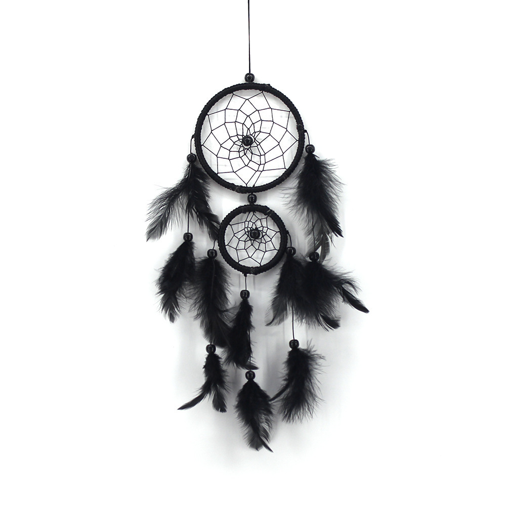 atrapasueños decoración de la habitación tejido de plumas atrapar el ángulo del sueño atrapasueños campanas de viento mascota religiosa de estilo indio: Caqui oscuro