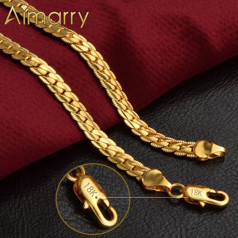 Aimarry 925 prata esterlina 18k ouro 5mm completa colar lateral para mulheres presentes de festa moda noivado casamento jóias