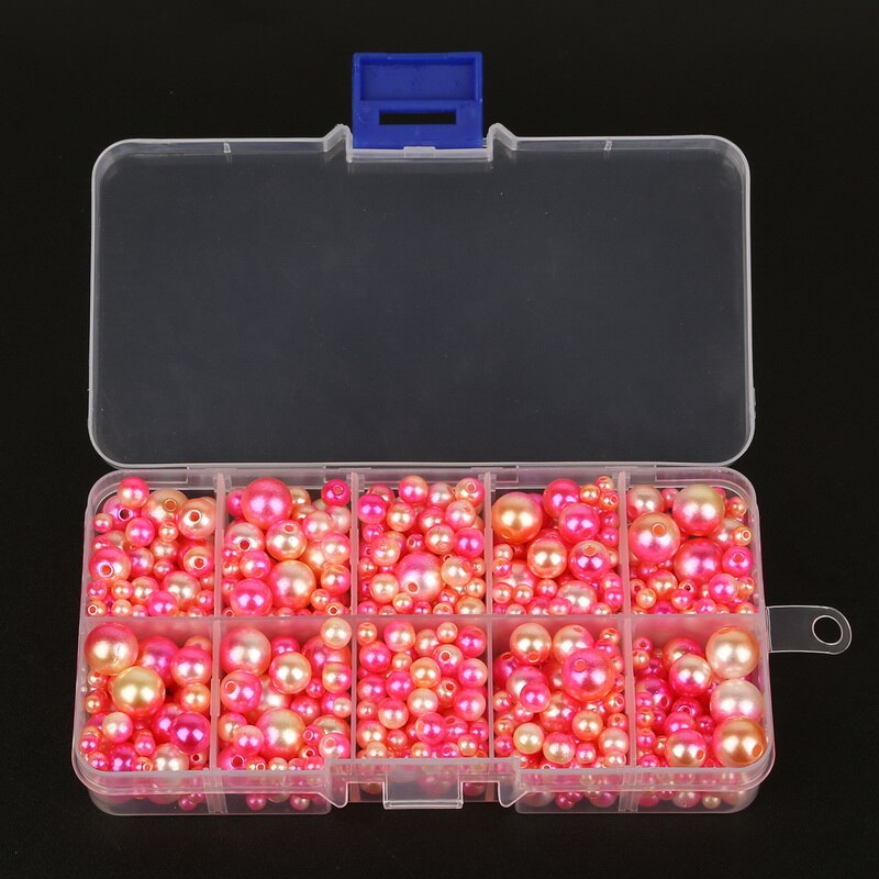 350 stk 4-10mm imiterede abs perle perler regnbue blandet størrelse runde løse perler til gør-det-selv håndværkstøjstilbehør, medfølger ikke æsker