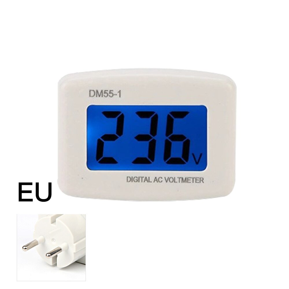 Ac 110V-220V Digitale Voltmeter Eu Us Plug Volt Meter Socket Voltage Tester Lcd Voltage Meter Header DM55-1 Voltage Meten: EU