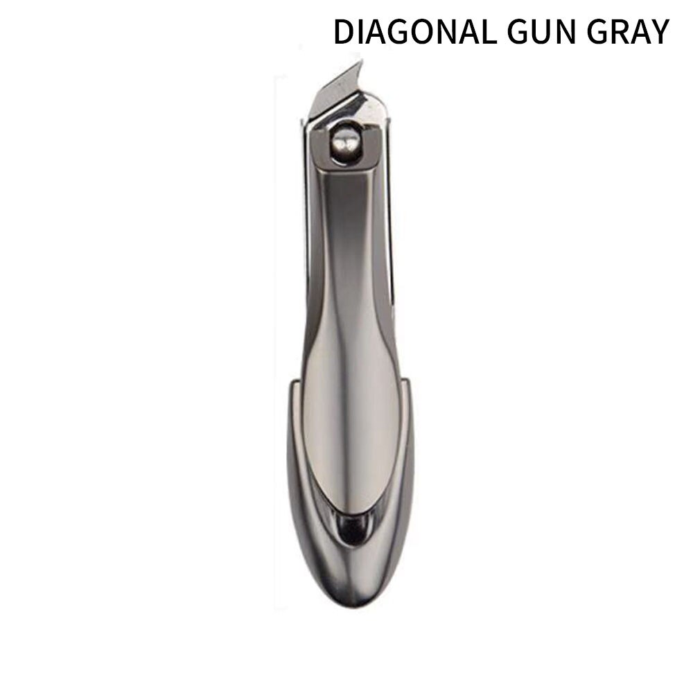 Splash-proof stainless steel nail clippers manicure tools pedicure scissors nail toenail outdoor: Diagonal gun gray