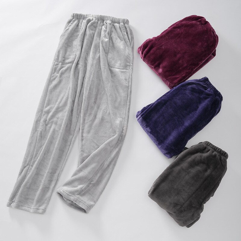 Feier hombres invierno franela Sleep Bottoms pantalones largos gruesa ropa de casa Casual pijama Pantalones suaves sueltos ropa de dormir