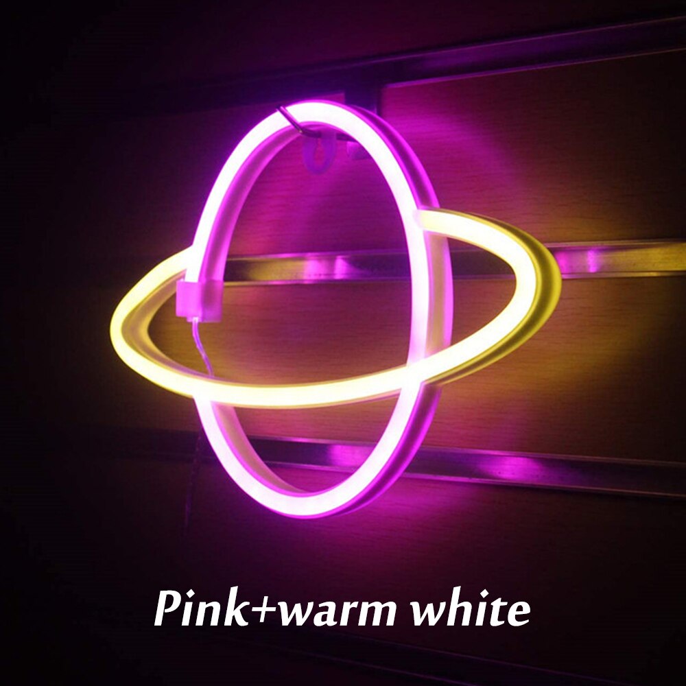 Led neonlys skilte elliptisk planet neon lampe batteridrevet natlys soveværelse hængende væg dekoration fest værelse dekoration: -en