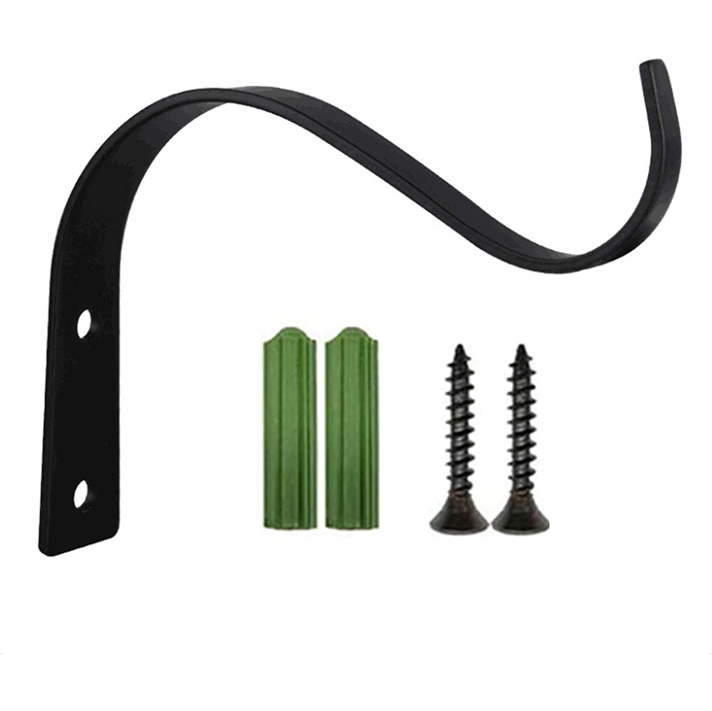 2pcs/set 4.5Inch Bending S Shape Wall Hanging Flower Pot Support Bracket Hook Iron Hanger Hooks for Home Wall Door: black