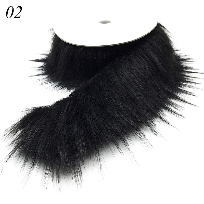 1M Faux Fur Furry Fluffy Trim Diy Accessories Home Decor Sewing Trimming Costume Crafts Luxury Warm Garment Parkas Coat Collar: 02 black