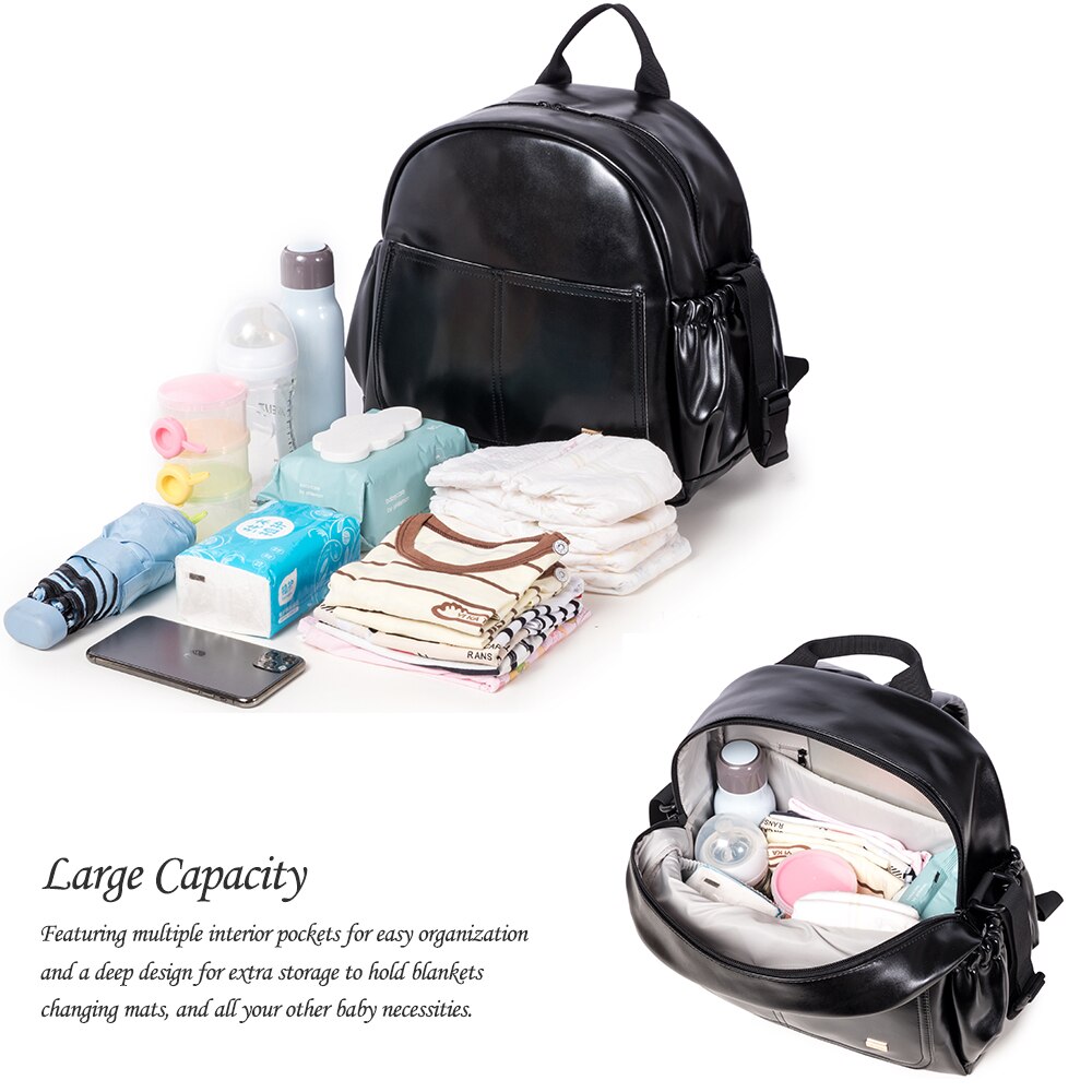 Soboba Diaper Backpack for Mother Smooth Waterproof Diaper Bag for Baby Care Nappy Changing Bag Black Stylish Backpack