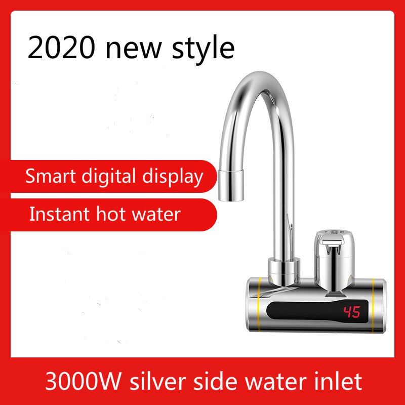 neue elektrische heißer wasser wasserhahn instant heißer küche haushalt elektrische wasser heizung dusche küche bad küche schatz: silver side water in / UK Stecker