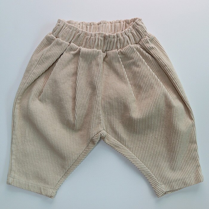 Kids Casual Elastische Taille Broek Effen Kleur Katoen Dikke Corduroy Broek Baby Jongens En Meisjes Broek Kinderkleding: 7888beige white / 6M   66cm