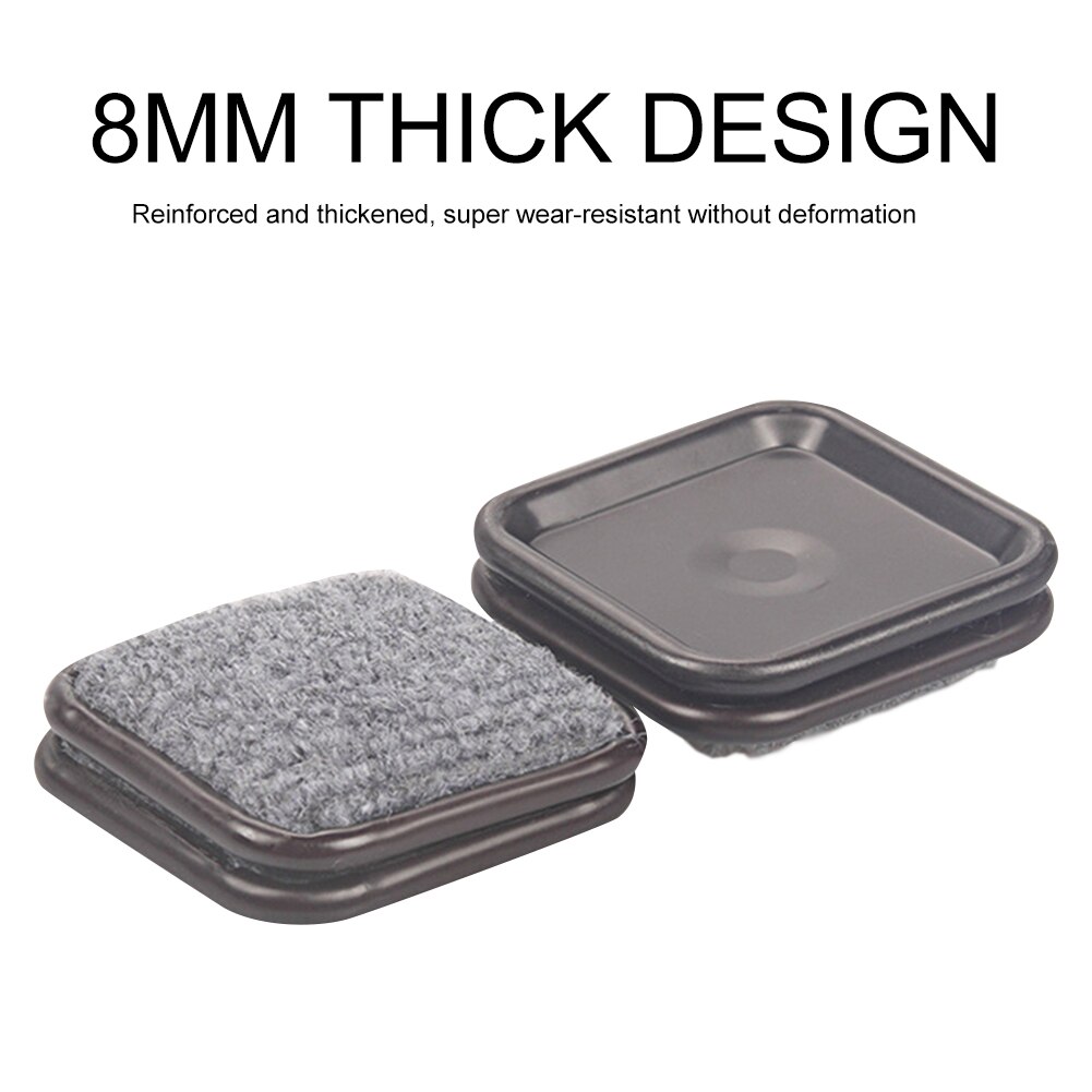 12 stuks vloerbeschermers 64 x 64mm antislip vierkante tapijtbodem aluminium plaat krasvast tafelmeubels wieltjes beker kasten