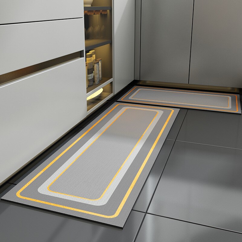 Eovna PVC Kitchen Mat Oilproof Kitchen Carpet Anti Slip Floor Mat for Living Room Bedroom Hallway Grey Doormat: 1 / 45x120cm(1pcs)