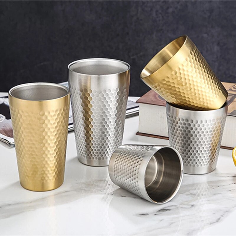 Insulation Anti-scalding Stainless Steel Cups Unbreakable Metal Drinking Beer Coffee Tea Cup Home Outdoor Activities BPA Free
