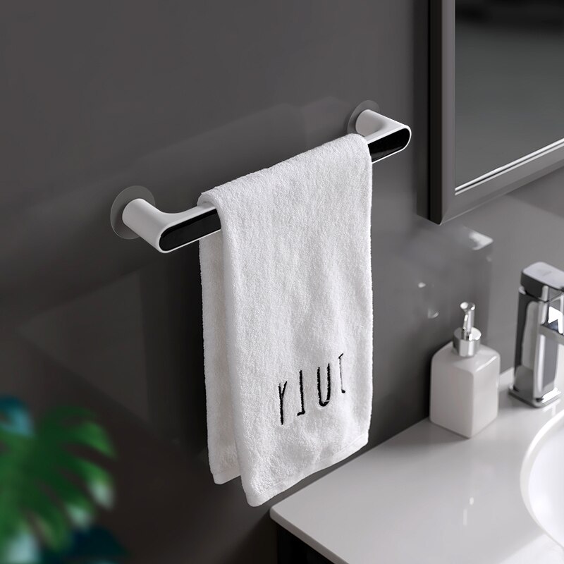 Zelfklevende Handdoek Houder Rek Wandmontage Handdoek Hanger Badkamer Handdoek Bar Plank Rolhouder Opknoping Haak Badkamer Organizer: Black short