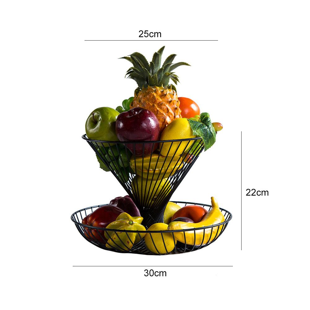 Smeedijzeren Dubbele Laag Fruitmand Metalen Fruitmand Ijzer Opslag Mand Lade Voor Snack Fruit