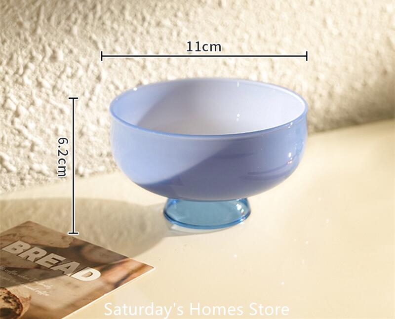 Round Bowl Goblet Dessert Glass Mug S-shaped Cup Stem Ice Cream Bowl Cup Milkshake Dessert Cup Colored Borosilicate Glass