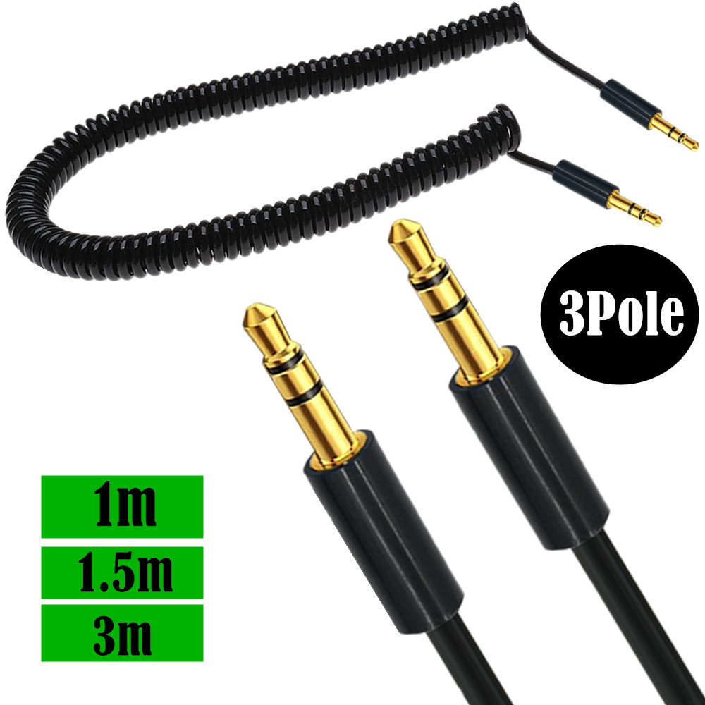 Conector de extensión de 3,5mm, 4, 3 polos, TRRS a TRRS, macho a hembra, macho a macho, auriculares, Audio estéreo, Cable en espiral con resorte auxiliar: Rojo / <=0,5 m
