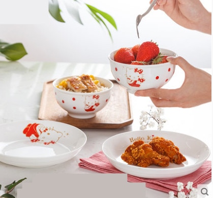 4 st kitty keramik skål maträtt frukost koreansk skål soppskål dessert skål barn porslin kök hushållsservis