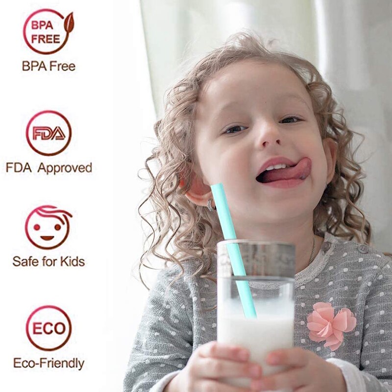 4 Pack Openable Silicone Straw Set Washable Reusable Smoothie Drinking Straws Folding Portable for Kids Home Party
