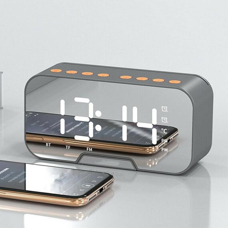 Portable Led Mirror Digital Alarm Clock Wireless Bluetooth Alarm Clock Speaker J8T4