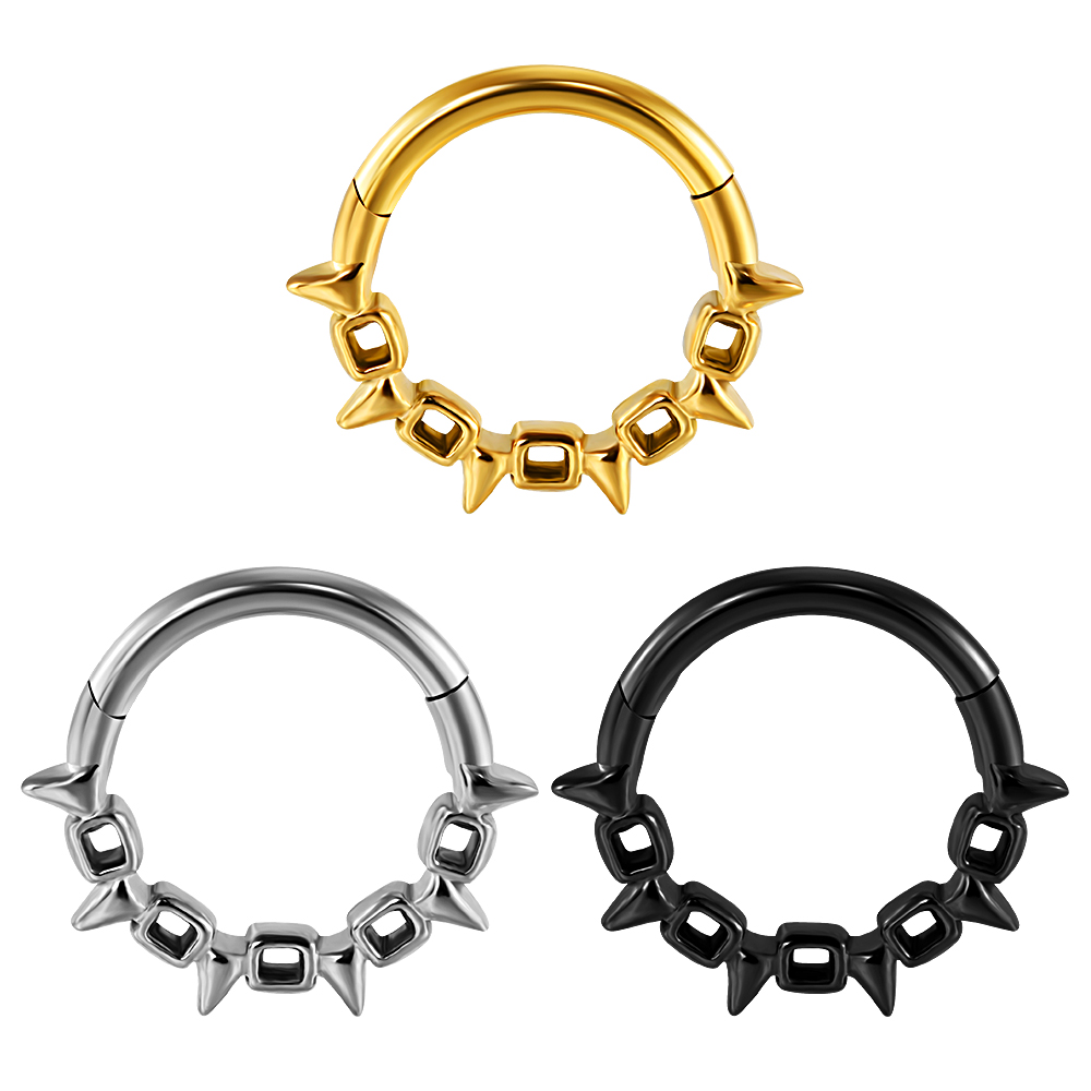 1/3 stk. sæt måne vanddråbe slange septum piercing clicker blomst næseringe 16g segment brusk daith hoop øreringe smykker: Grøn / Guldfarve