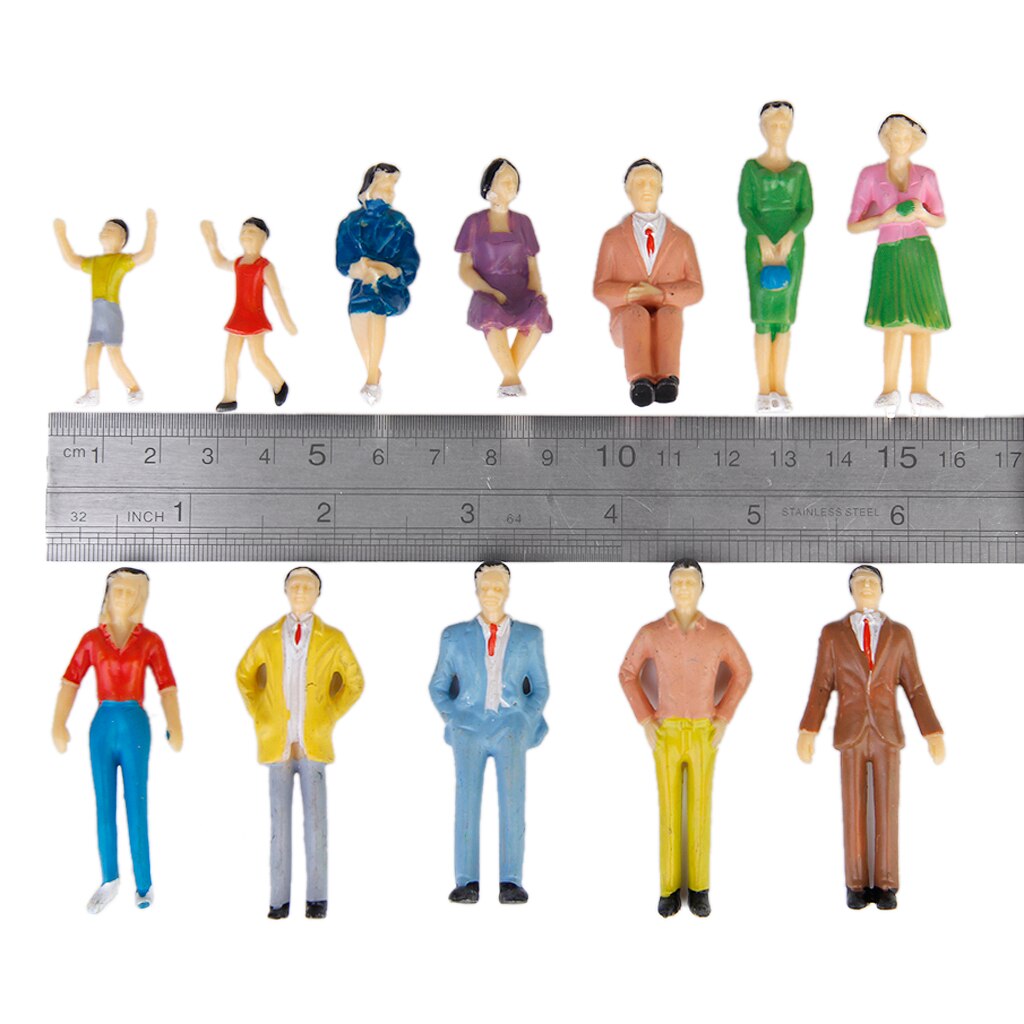 Lot 50 Stuks Model Trein Mannen Vrouwen Mensen Geschilderde Figuren Passenage 1/30 Schaal