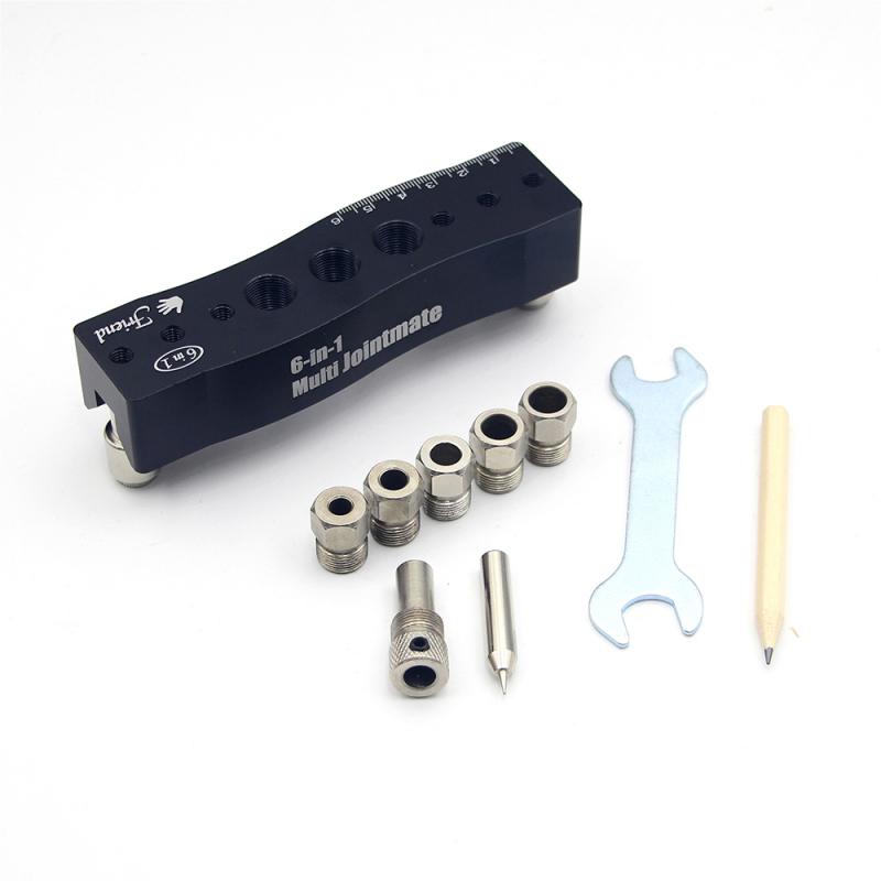 Six-in-one Multi Woodworking Punch Locator set Wood Drilling Hole DIY Tool Woodworking Kit Jointmate Drilling Bits Jig Clamp: Default Title