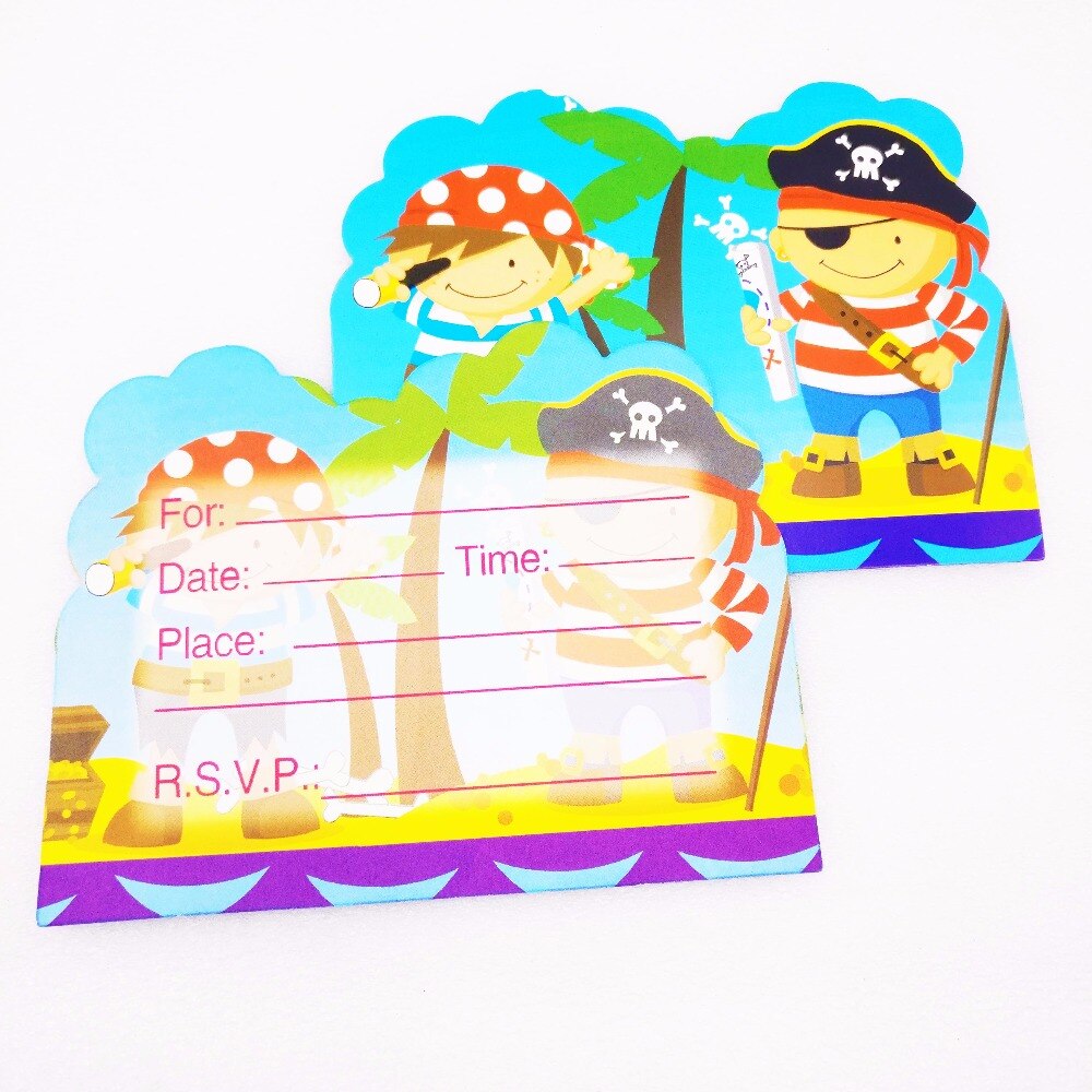 6 stuks/zak cartoon piraten uitnodigingskaart bedankje verjaardag leuke feestbenodigdheden evenement decoratie kinderbenodigdheden kinderen piratenfeest